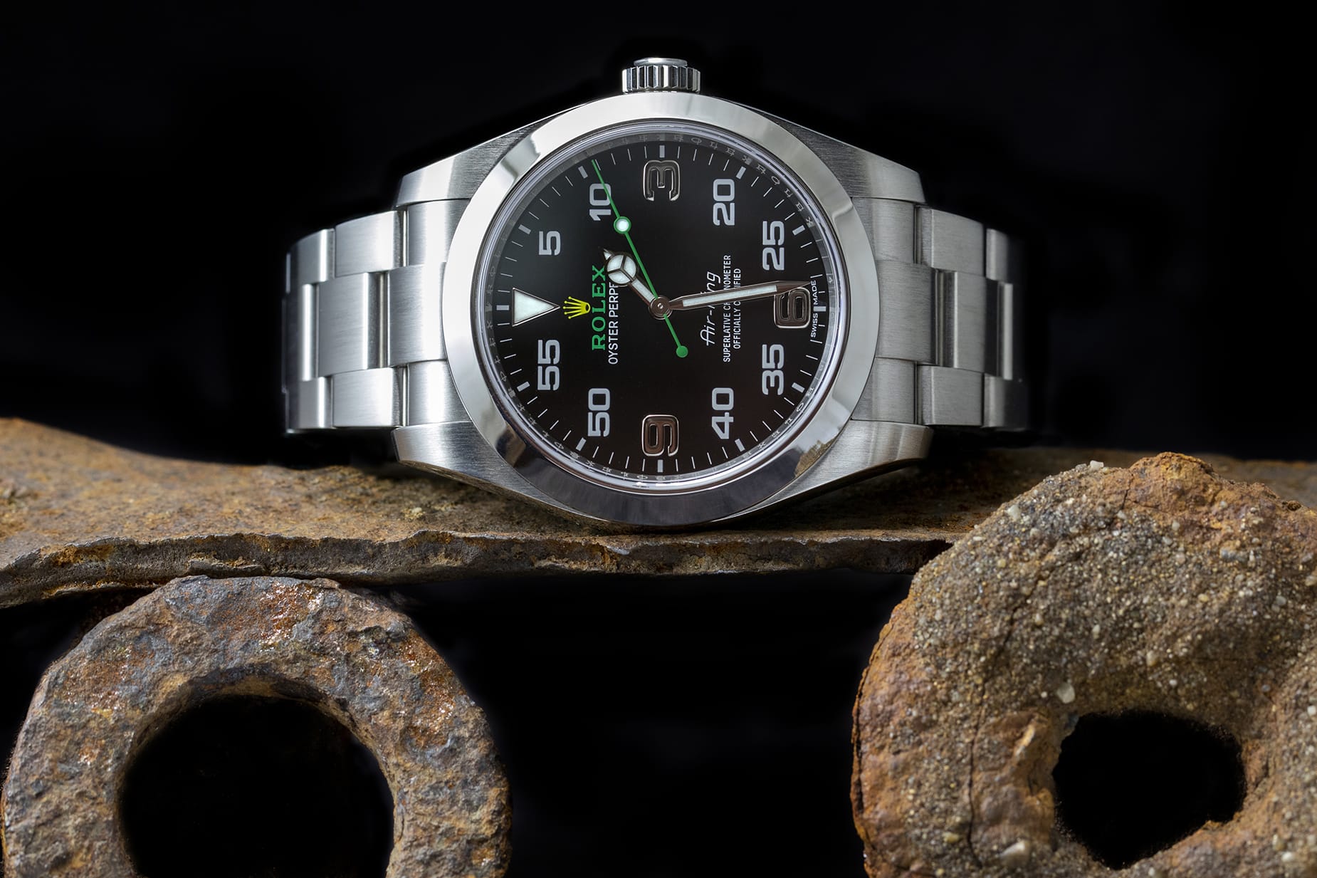 Rolex Air-King 116900 zwarte wijzerplaat Sieraden Horloges Horloges Herenhorloges 